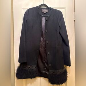 Badgley Mischa Coat (S) - detailed beading and ostrich feathers